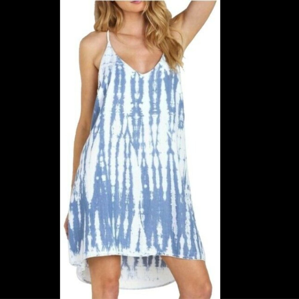 Cloth & Stone Blue Tie Dye Racerback Mini Dress
